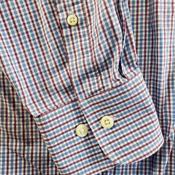 Peter Millar Shirt Mens Large Blue Plaid Cotton Long Sleeve Collar Button Down - Picture 3 of 7